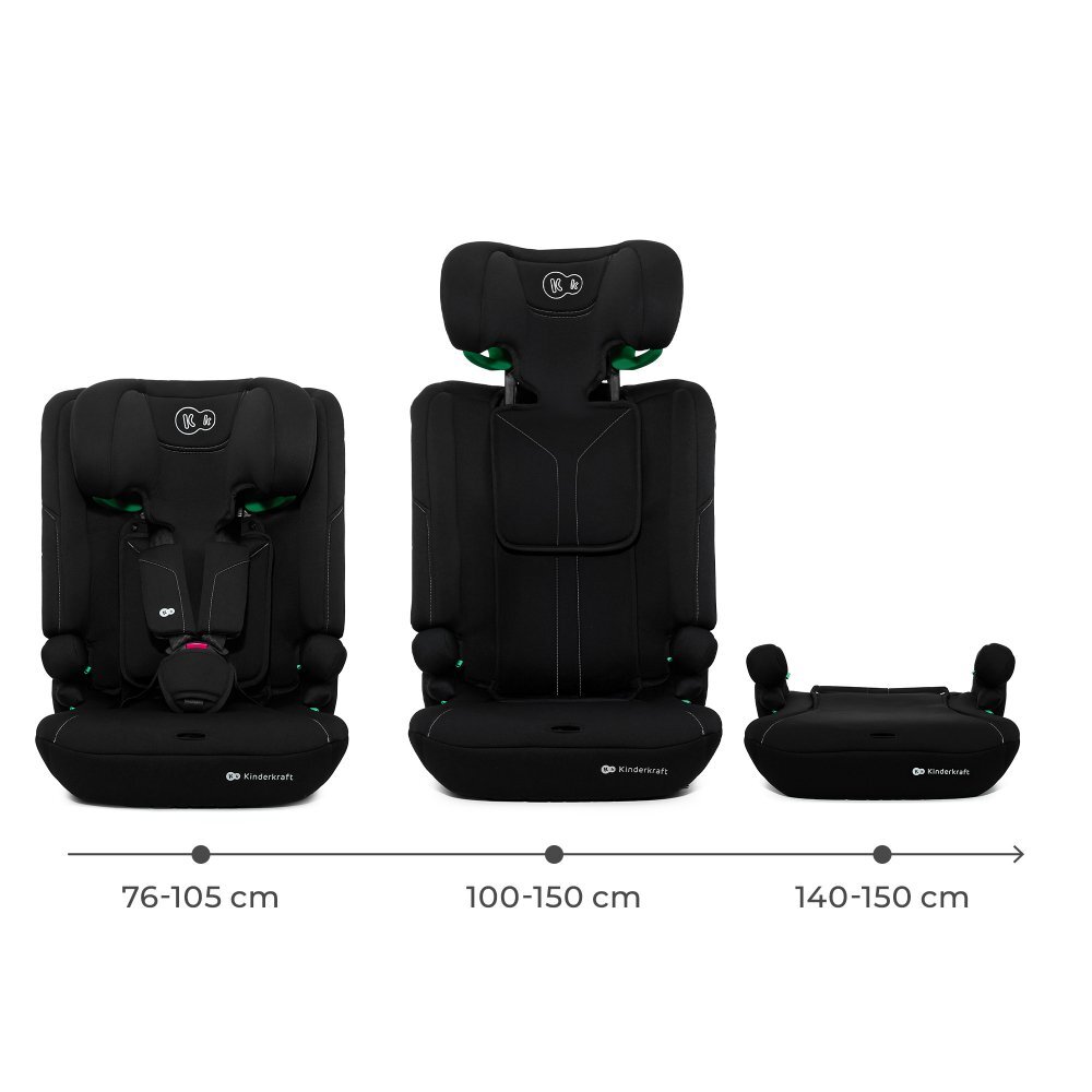 KINDERKRAFT Scaun auto pentru copii Comfy Black 75-150 cm i-size tetiera reglabila SPS spatar reglabil si detasabil