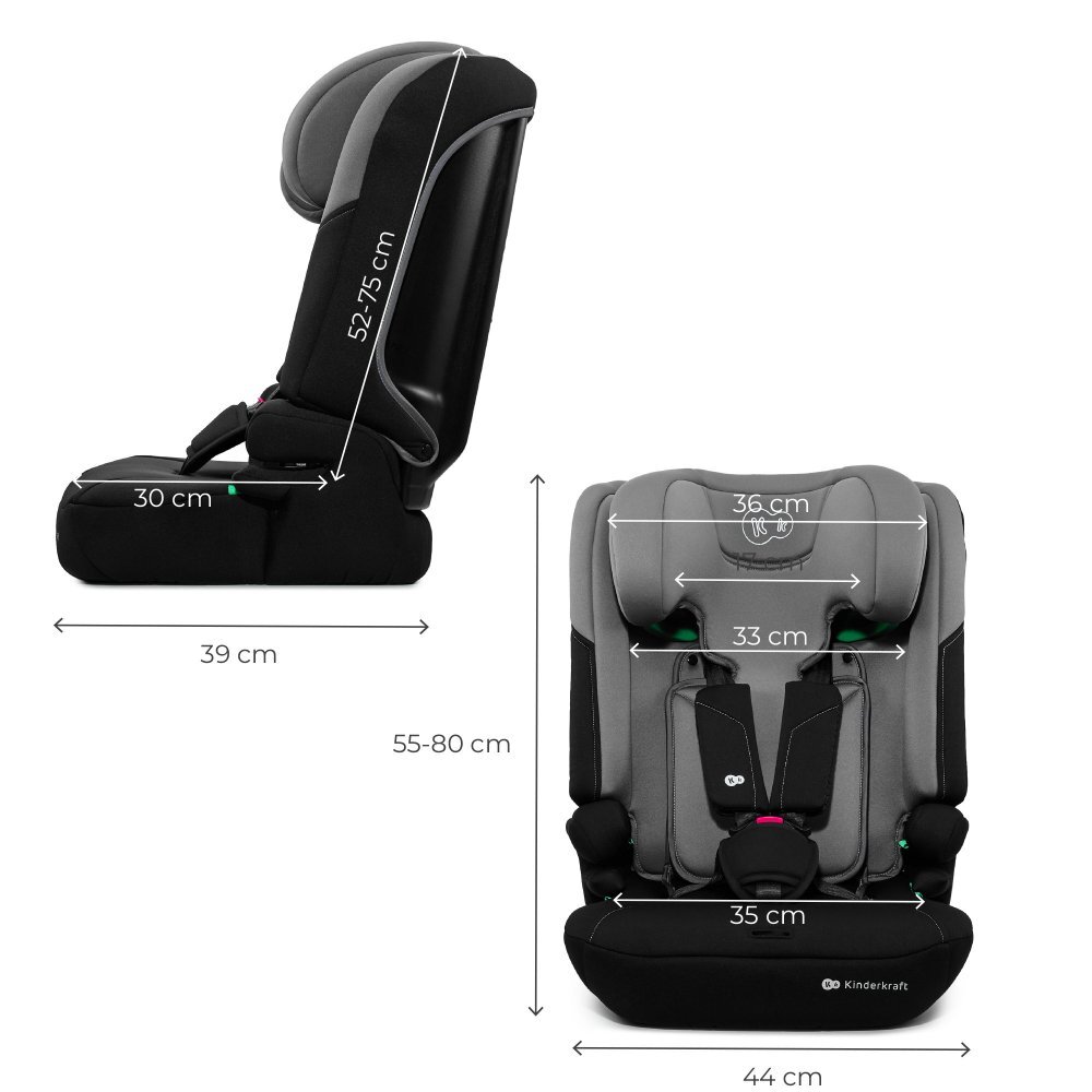 KINDERKRAFT Scaun auto pentru copii Comfy Dark Grey 75-150 cm i-size tetiera reglabila SPS spatar reglabil si detasabil