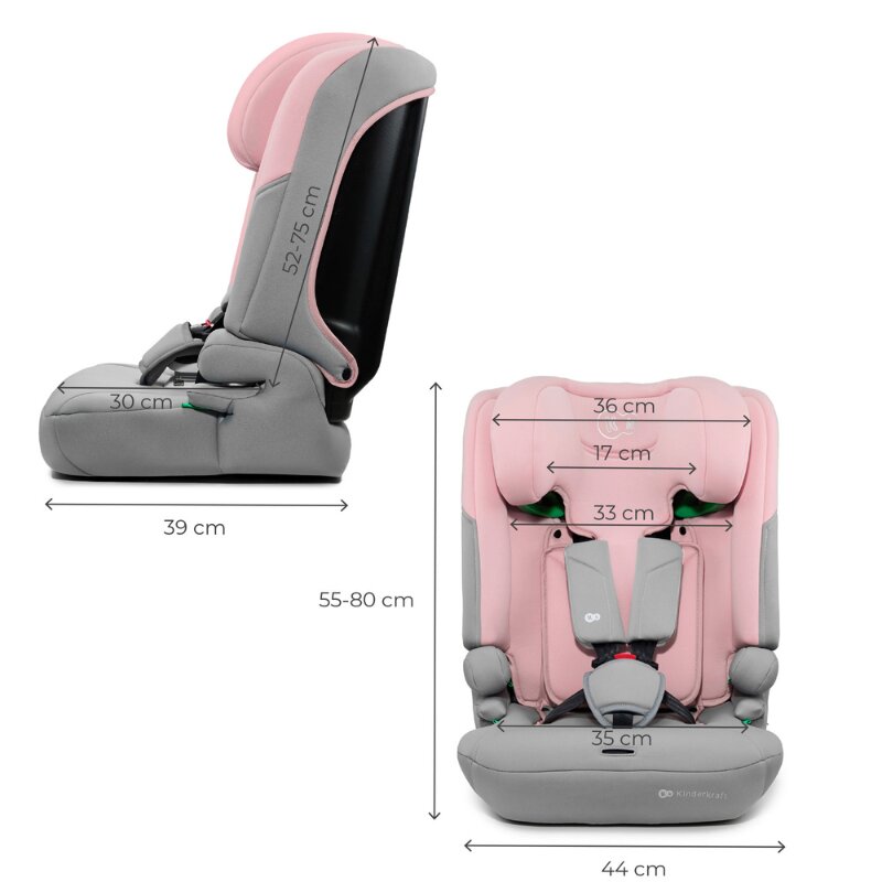 KINDERKRAFT Scaun auto pentru copii Comfy Pink 75-150 cm i-size tetiera reglabila SPS spatar reglabil si detasabil