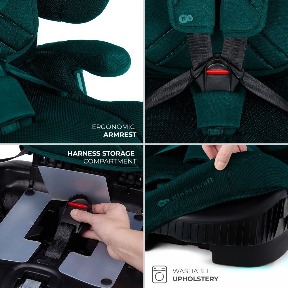 KINDERKRAFT Scaun auto pentru copii Fix2go Green 76-150 cm I-size pliabil prindere Top tether spatar reglabil SPS