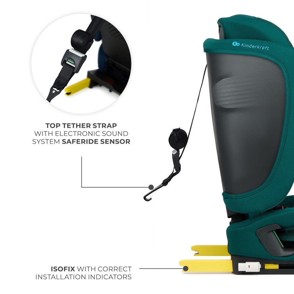 KINDERKRAFT Scaun auto pentru copii Fix2go Green 76-150 cm I-size pliabil prindere Top tether spatar reglabil SPS