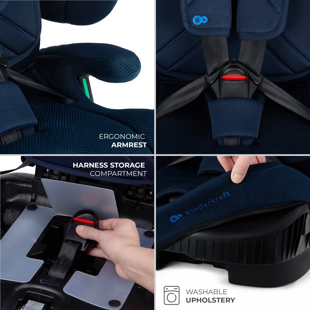 KINDERKRAFT Scaun auto pentru copii Fix2go Navy 76-150 cm I-size pliabil prindere Top tether spatar reglabil SPS