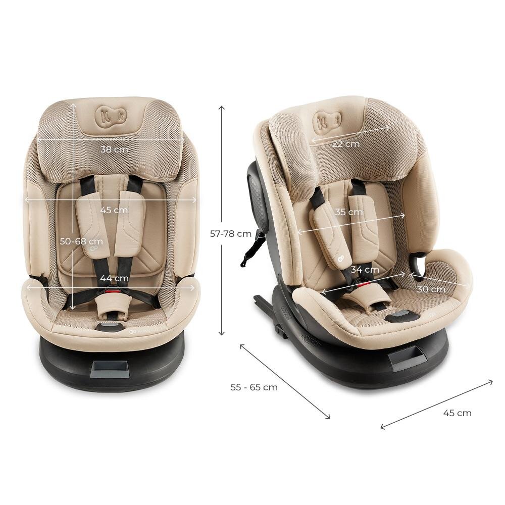 KINDERKRAFT Scaun auto XPedition 3 Beige i-Size 40-150 cm Isofix Top-Tether Sistem Easy Spin 360 Protectie SPS Spatar reglabil Insertie ergonomica