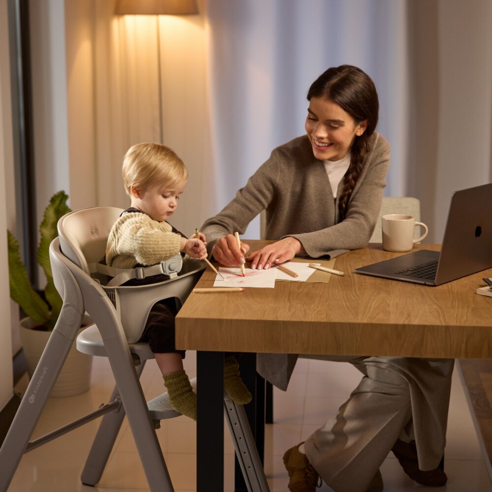 KINDERKRAFT Scaun de masa 2 in 1 pentru copii Tino Grey