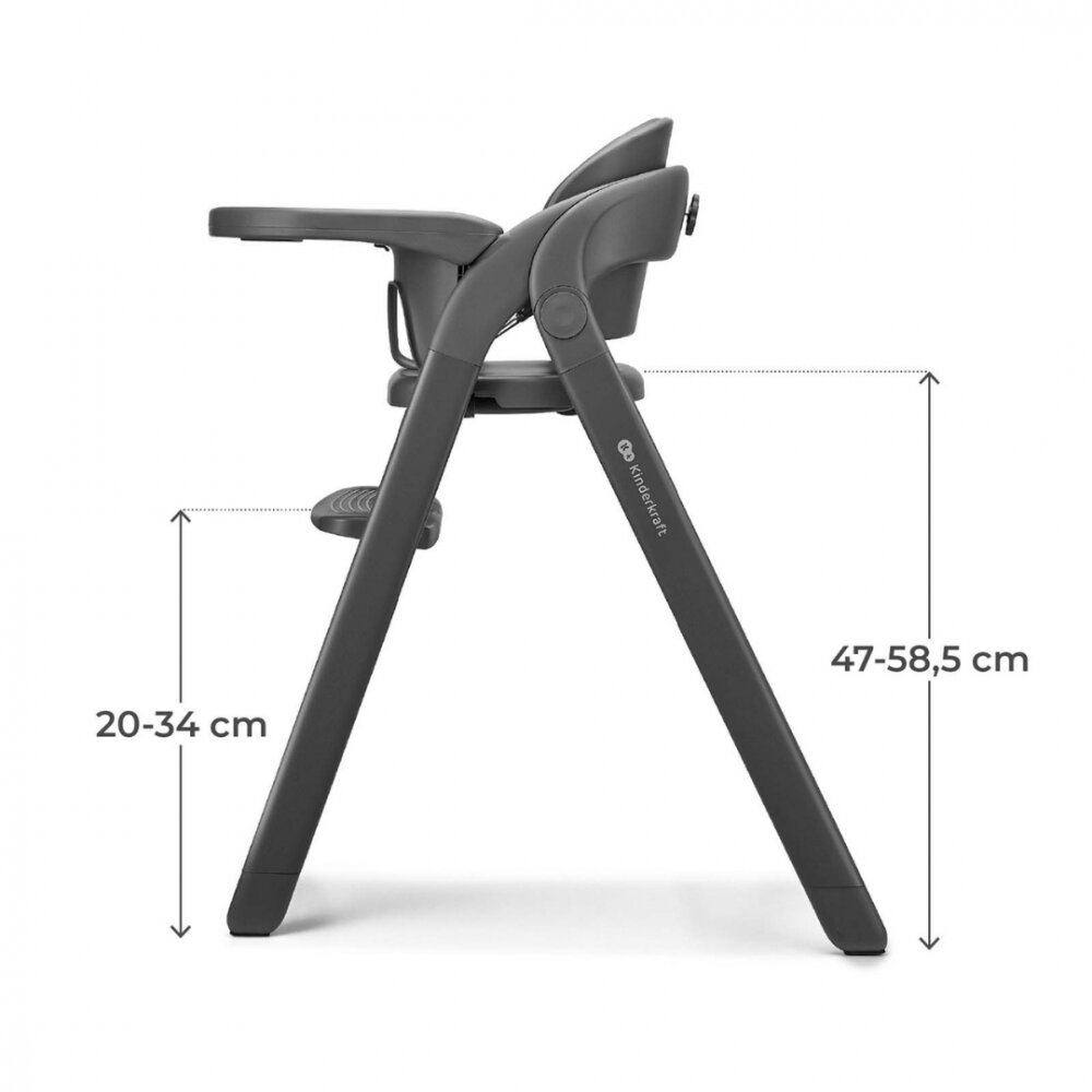 KINDERKRAFT Scaun de masa 2 in 1 pentru copii Tino Grey
