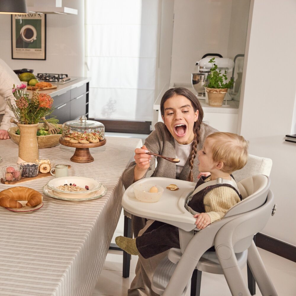 KINDERKRAFT Scaun de masa 2 in 1 pentru copii Tino Grey