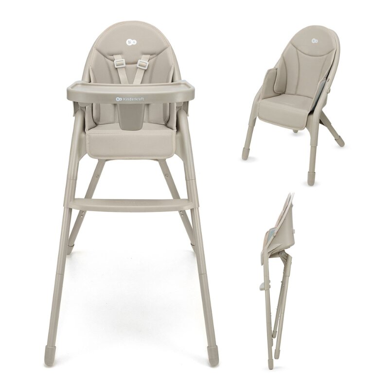 KINDERKRAFT Scaun de masa Dinnly Beige transformabil intr-un scaun inalt husa scaun PU pana la 15 kg