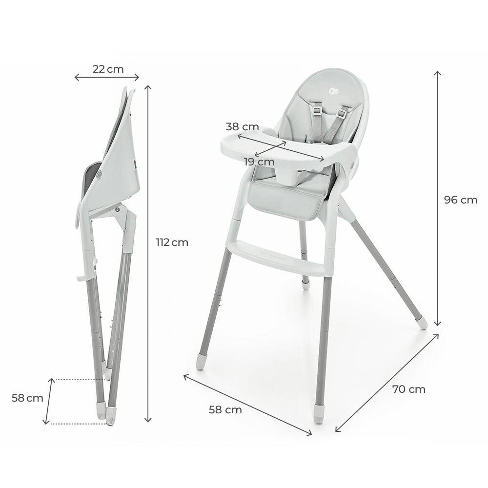KINDERKRAFT Scaun de masa Dinnly Grey transformabil intr-un scaun inalt husa scaun PU pana la 15 kg