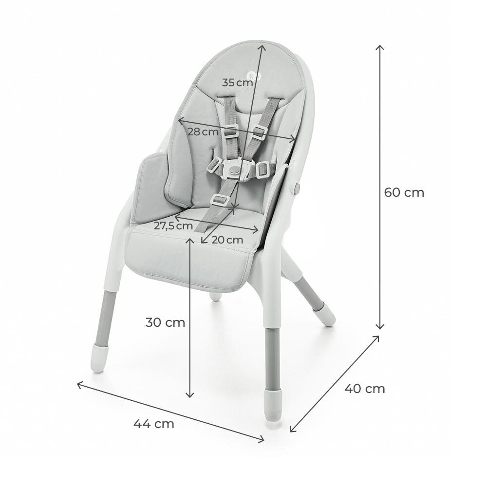 KINDERKRAFT Scaun de masa Dinnly Grey transformabil intr-un scaun inalt husa scaun PU pana la 15 kg