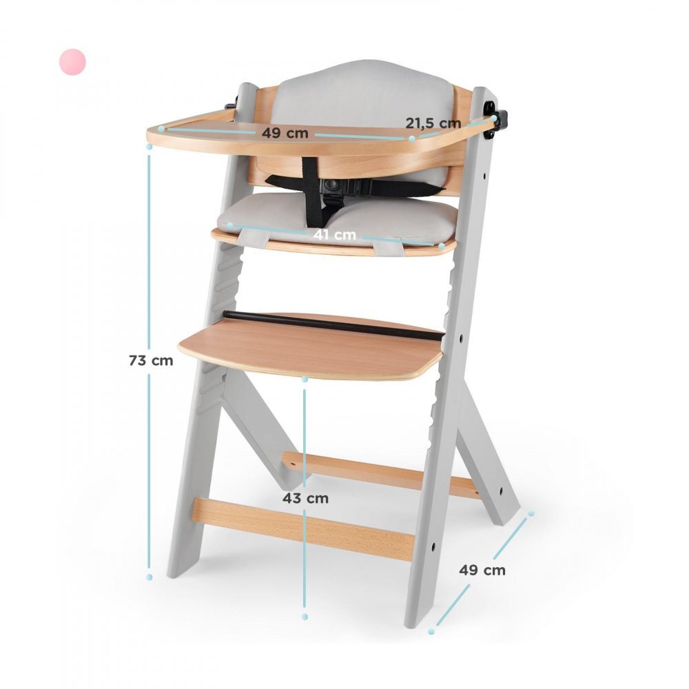 KINDERKRAFT Scaun de masa Enock Grey 3 in 1 cu pernuta