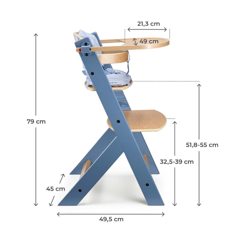 KINDERKRAFT Scaun de masa Enock Nordic Breeze 3 in 1 cu pernuta