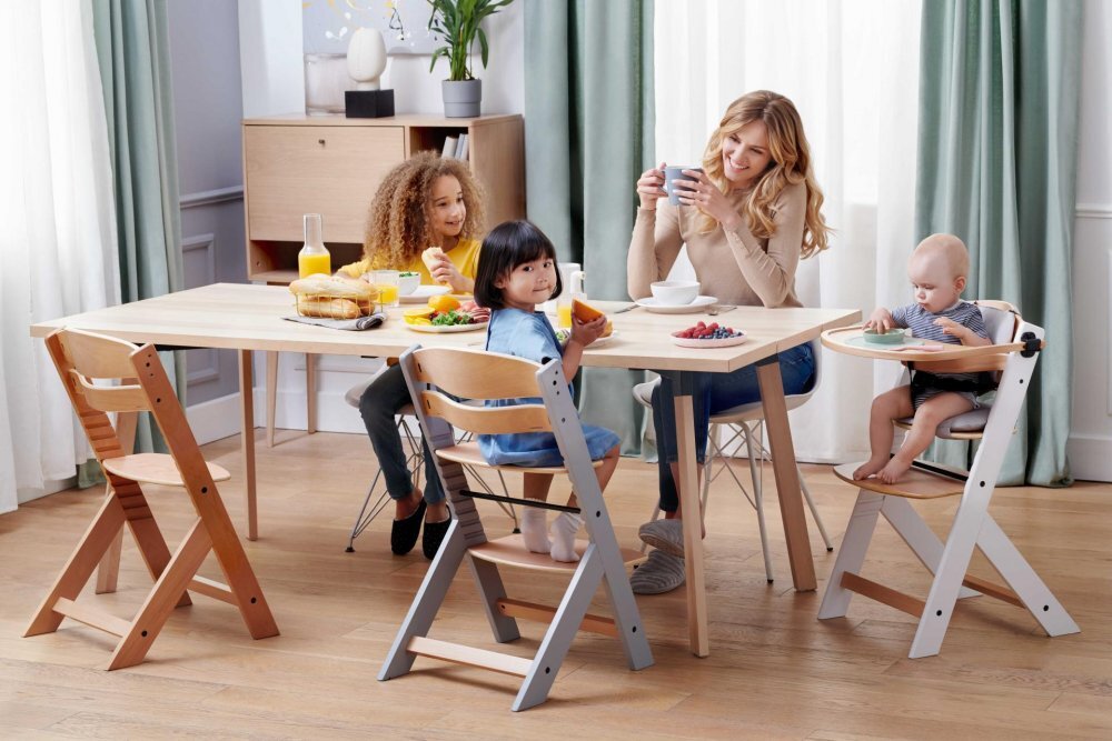 KINDERKRAFT Scaun de masa Enock White 3 in 1 cu pernuta