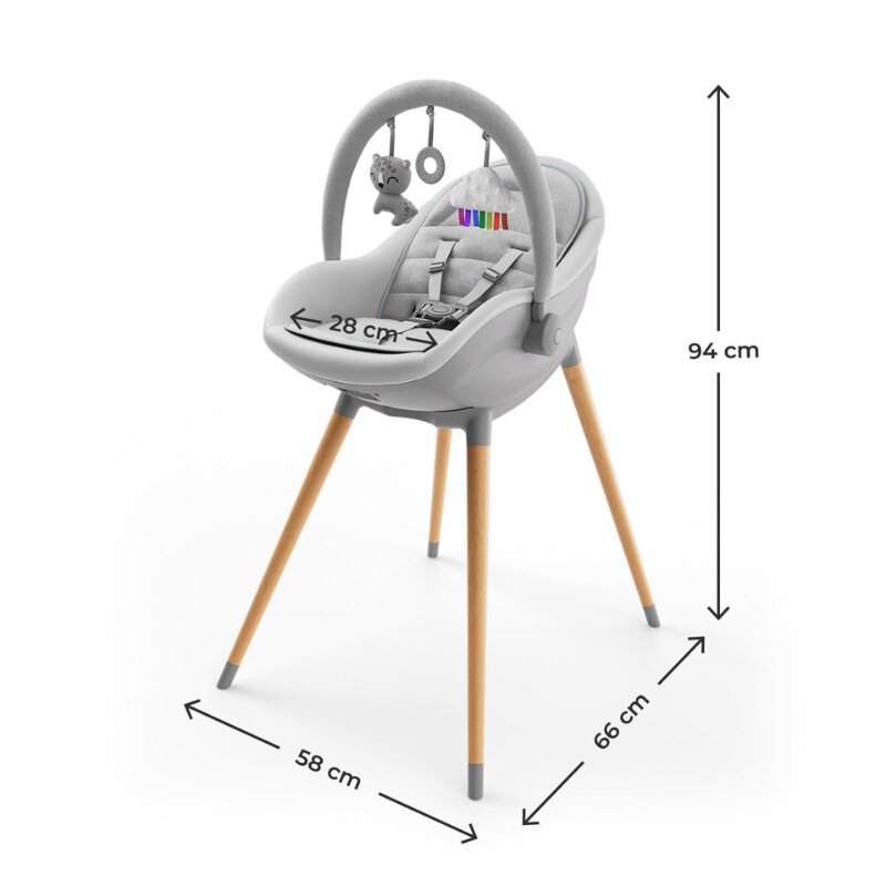KINDERKRAFT Scaun de masa pentru copii 3 in 1 Fini Up Grey