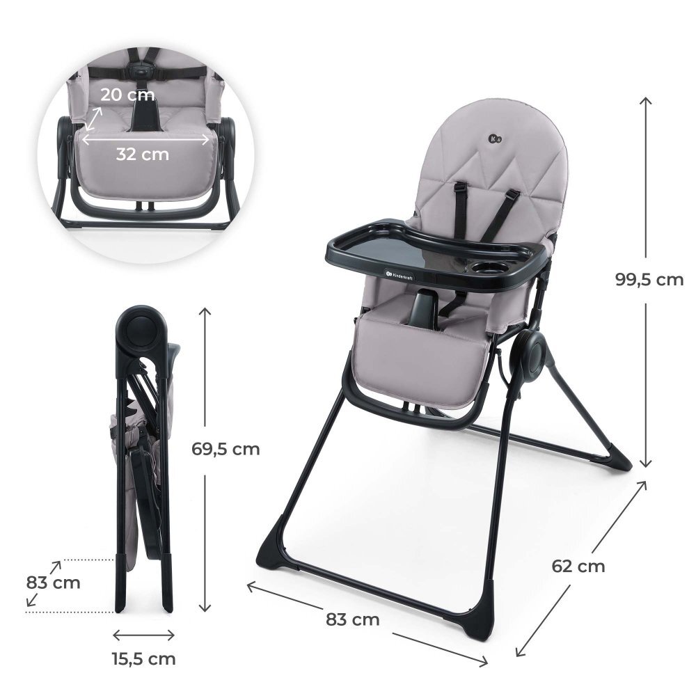 KINDERKRAFT Scaun de masa pentru copii Binci Grey