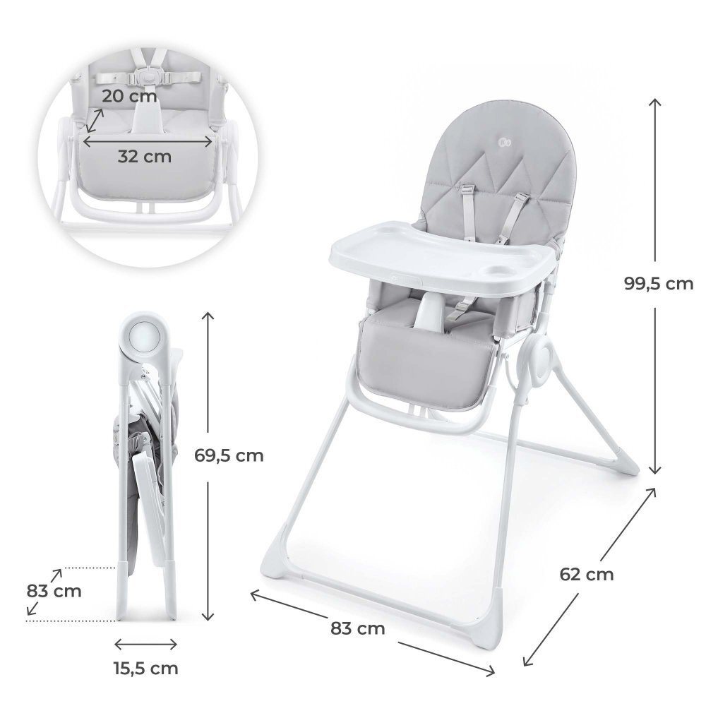 KINDERKRAFT Scaun de masa pentru copii Binci Light Grey