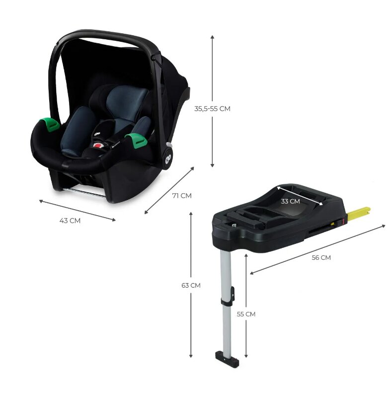 KINDERKRAFT Scoica auto Mink pro i-size 40-75 cm + baza zestaw black