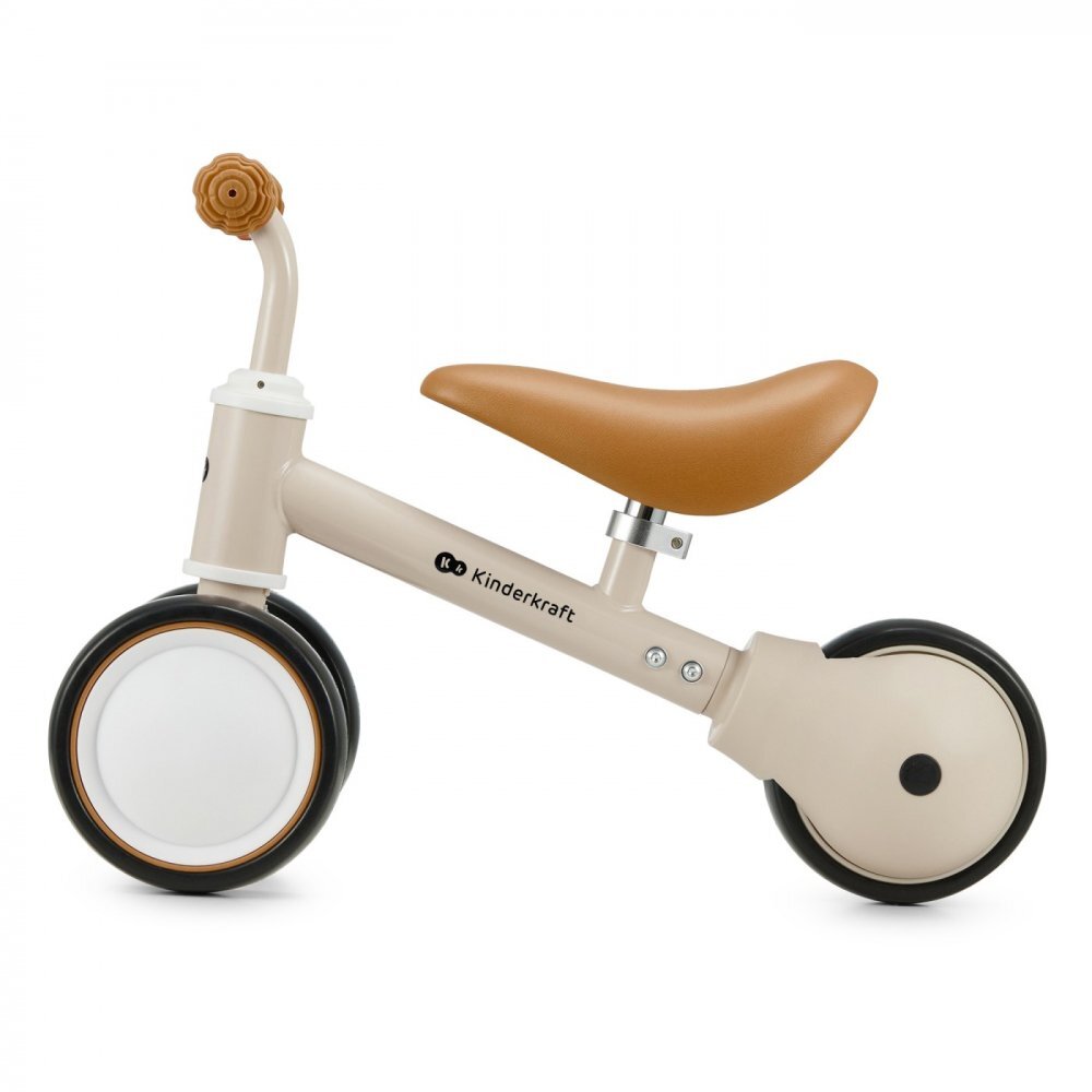 KINDERKRAFT Tricicleta copii de echilibru Cutie light beige varsta 1-3 ani roti din spuma EVA posibilitatea de reglare a inaltimii scaunului (26-28 cm) sarcina maxima 15 kg