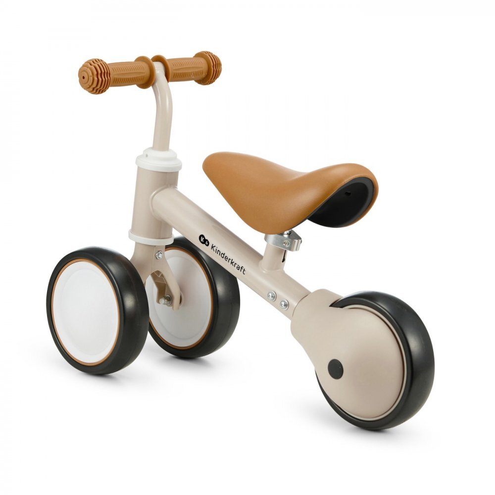 KINDERKRAFT Tricicleta copii de echilibru Cutie light beige varsta 1-3 ani roti din spuma EVA posibilitatea de reglare a inaltimii scaunului (26-28 cm) sarcina maxima 15 kg
