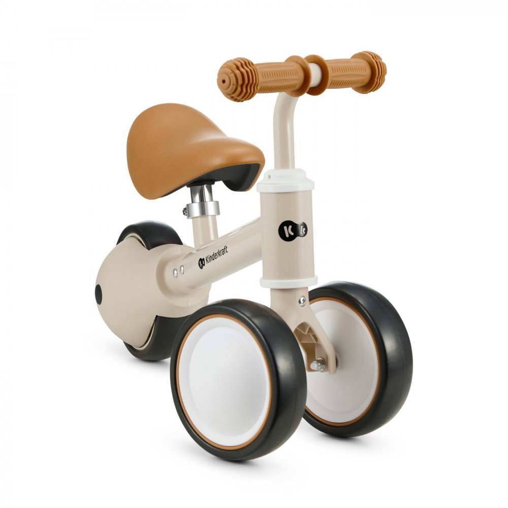 KINDERKRAFT Tricicleta copii de echilibru Cutie light beige varsta 1-3 ani roti din spuma EVA posibilitatea de reglare a inaltimii scaunului (26-28 cm) sarcina maxima 15 kg