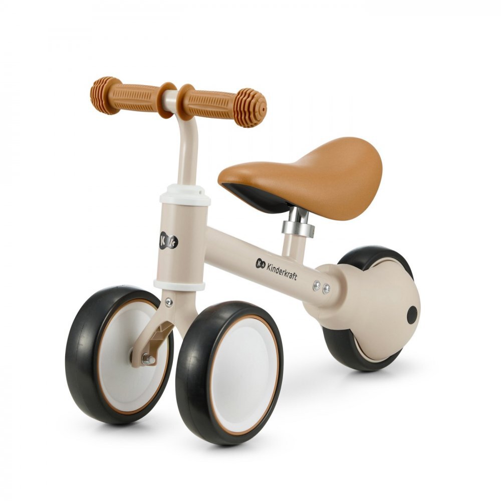 KINDERKRAFT Tricicleta copii de echilibru Cutie light beige varsta 1-3 ani roti din spuma EVA posibilitatea de reglare a inaltimii scaunului (26-28 cm) sarcina maxima 15 kg