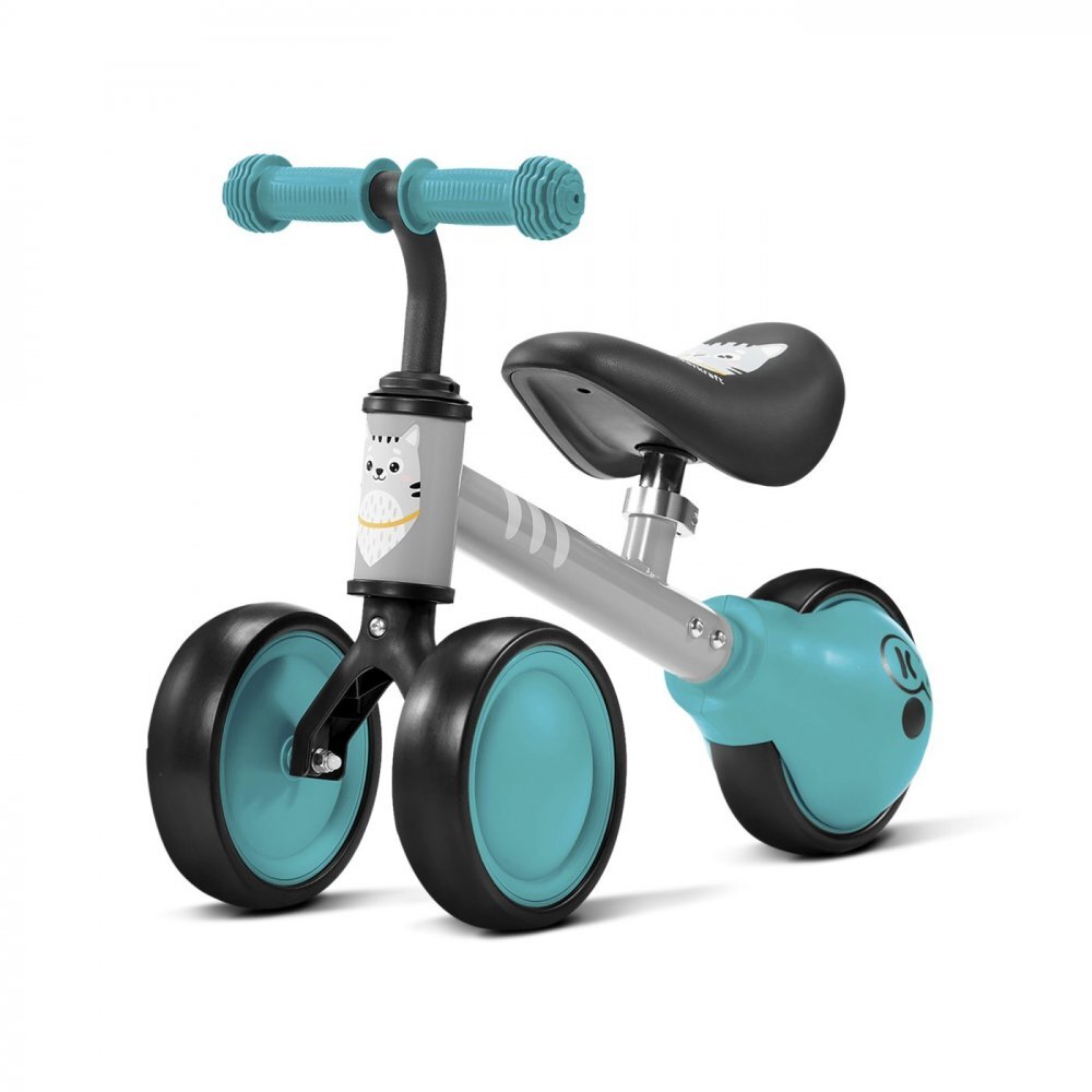 KINDERKRAFT Tricicleta copii de echilibru Cutie turcoise de la 1 an roti spuma EVA scaun reglabil pe inaltime limitator directie sarcina maxima admisa 15 kg