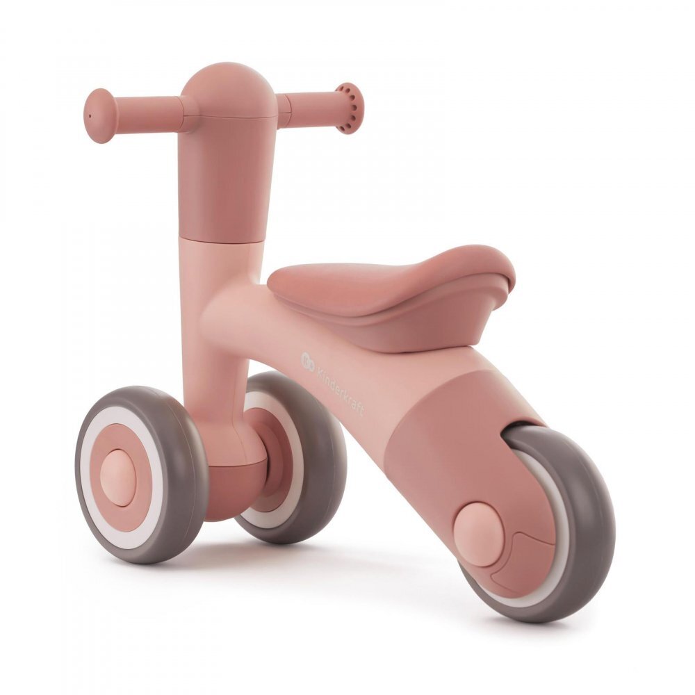 KINDERKRAFT Tricicleta copii de echilibru Minibi candy pink varsta 1- 3 ani inaltimea de la sol la sa 24-27 cm Roti spuma EVA cadru PP limitarea unghiului de viraj al ghidonului