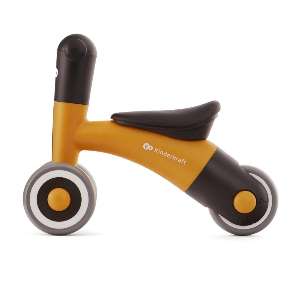 KINDERKRAFT Tricicleta copii de echilibru Minibi honey yellow varsta 1- 3 ani inaltimea de la sol la sa 24-27 cm Roti spuma EVA cadru PP limitarea unghiului de viraj al ghidonului