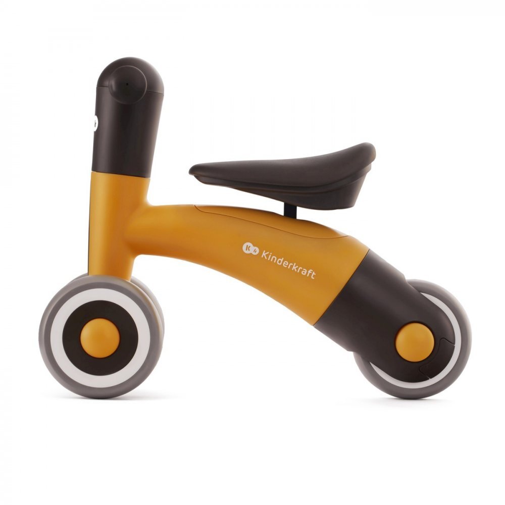 KINDERKRAFT Tricicleta copii de echilibru Minibi honey yellow varsta 1- 3 ani inaltimea de la sol la sa 24-27 cm Roti spuma EVA cadru PP limitarea unghiului de viraj al ghidonului