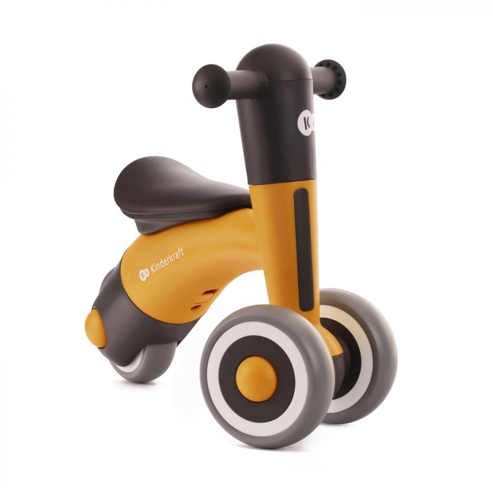 KINDERKRAFT Tricicleta copii de echilibru Minibi honey yellow varsta 1- 3 ani inaltimea de la sol la sa 24-27 cm Roti spuma EVA cadru PP limitarea unghiului de viraj al ghidonului