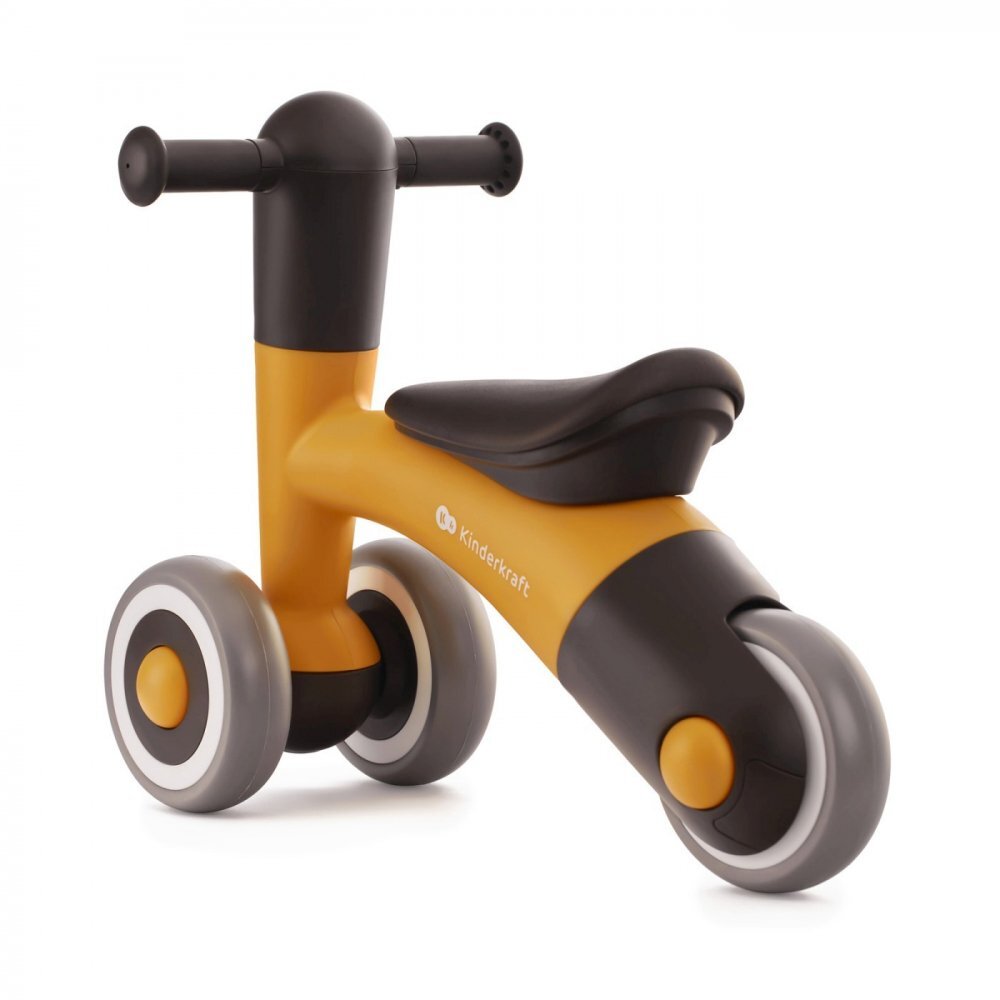 KINDERKRAFT Tricicleta copii de echilibru Minibi honey yellow varsta 1- 3 ani inaltimea de la sol la sa 24-27 cm Roti spuma EVA cadru PP limitarea unghiului de viraj al ghidonului