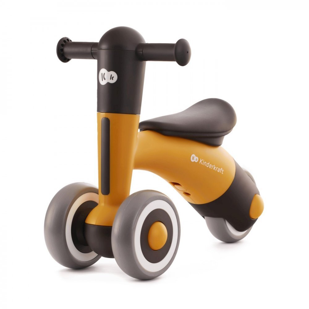 KINDERKRAFT Tricicleta copii de echilibru Minibi honey yellow varsta 1- 3 ani inaltimea de la sol la sa 24-27 cm Roti spuma EVA cadru PP limitarea unghiului de viraj al ghidonului