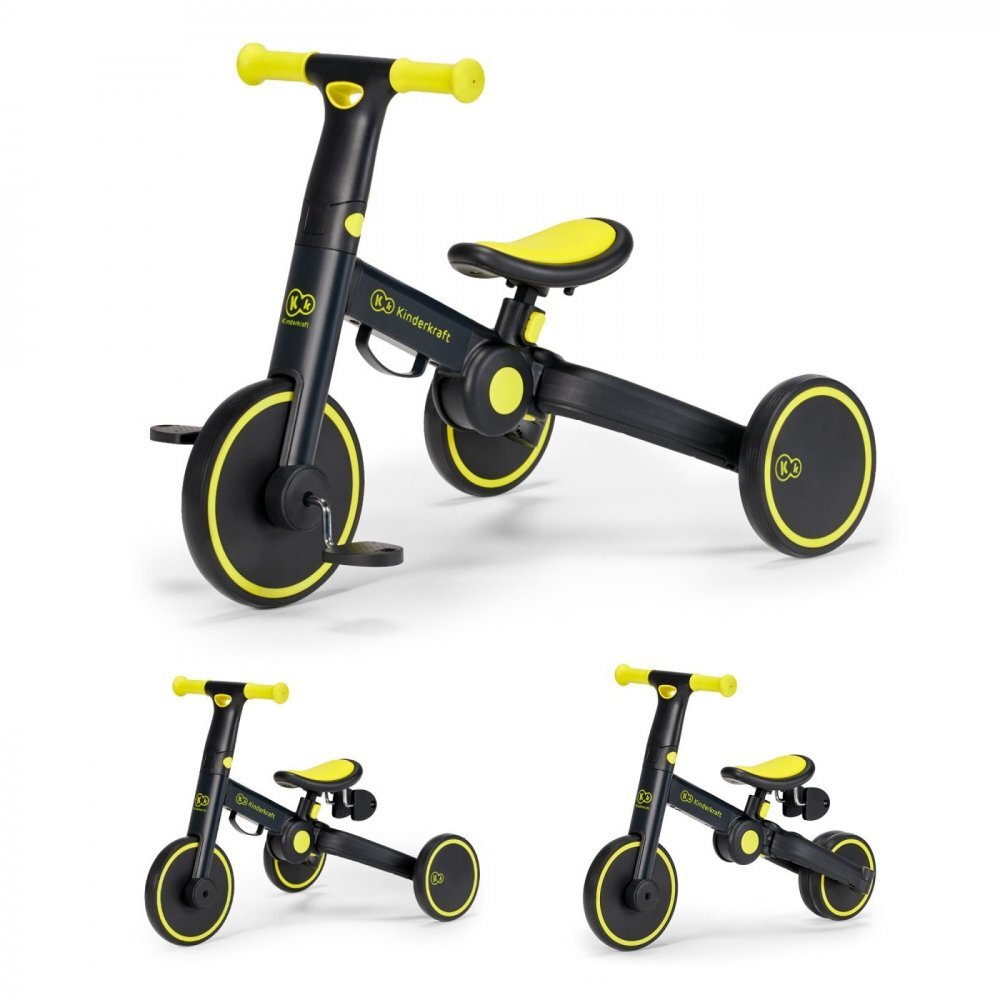 KINDERKRAFT Tricicleta pentru copii 4trike Black Volt transformabila cu cadru de aluminiu pliabila roti din spuma Eva 3 functii greutate redusa doar 35 kg de la 12 luni