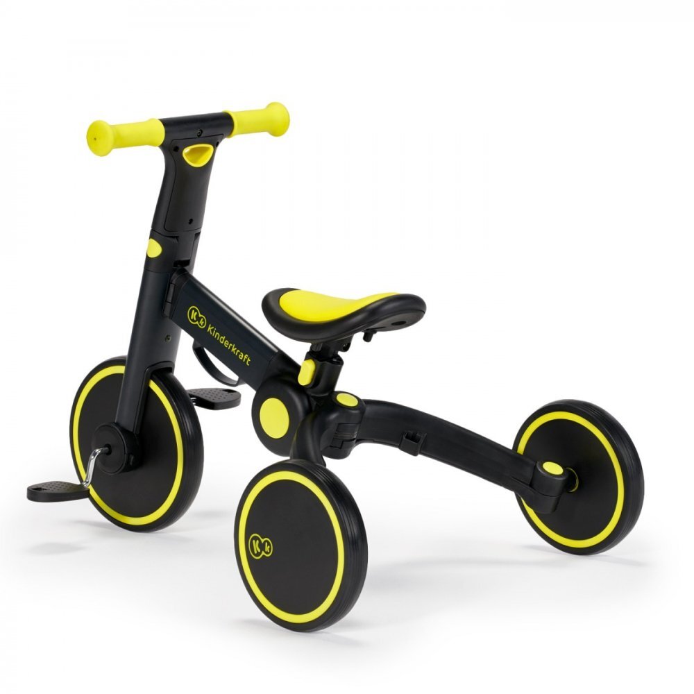 KINDERKRAFT Tricicleta pentru copii 4trike Black Volt transformabila cu cadru de aluminiu pliabila roti din spuma Eva 3 functii greutate redusa doar 35 kg de la 12 luni
