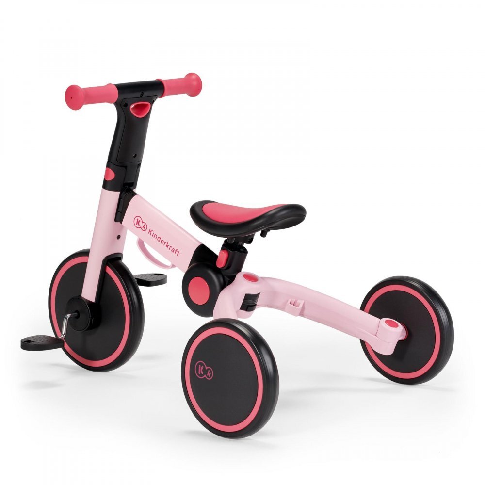 KINDERKRAFT Tricicleta pentru copii 4trike Pink transformabila cu cadru de aluminiu pliabila roti din spuma Eva 3 functii greutate redusa doar 35 kg de la 12 luni