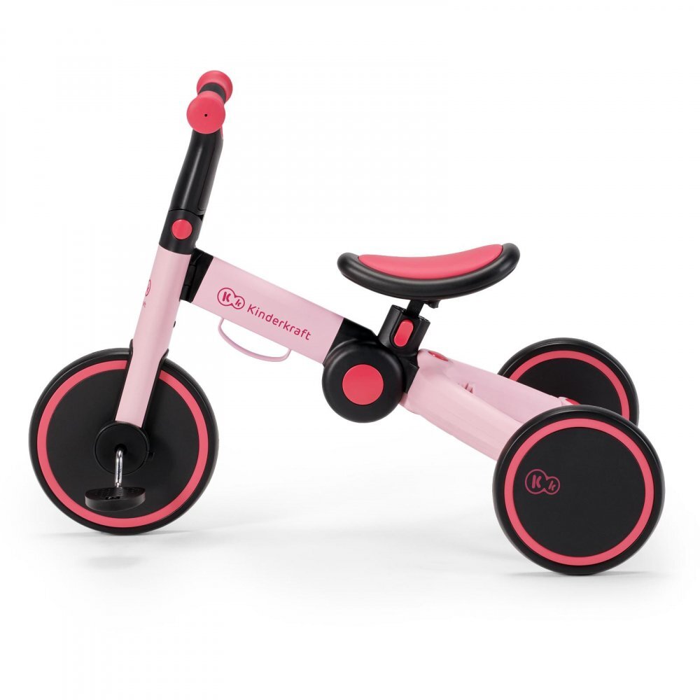 KINDERKRAFT Tricicleta pentru copii 4trike Pink transformabila cu cadru de aluminiu pliabila roti din spuma Eva 3 functii greutate redusa doar 35 kg de la 12 luni