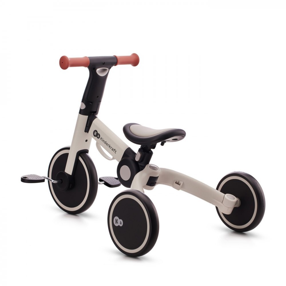 KINDERKRAFT Tricicleta pentru copii 4trike Silver Grey transformabila cu cadru de aluminiu pliabila roti din spuma Eva 3 functii greutate redusa doar 35 kg de la 12 luni