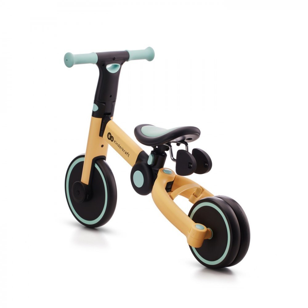 KINDERKRAFT Tricicleta pentru copii 4trike Sunflower Blue transformabila cu cadru de aluminiu pliabila roti din spuma Eva 3 functii greutate redusa doar 35 kg de la 12 luni