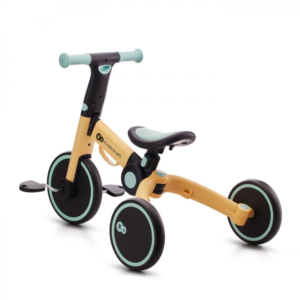 KINDERKRAFT Tricicleta pentru copii 4trike Sunflower Blue transformabila cu cadru de aluminiu pliabila roti din spuma Eva 3 functii greutate redusa doar 35 kg de la 12 luni