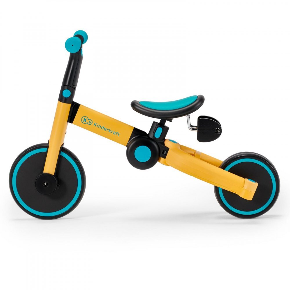 KINDERKRAFT Tricicleta pentru copii 4trike Yellow transformabila cu cadru de aluminiu pliabila roti din spuma Eva 3 functii greutate redusa doar 35 kg de la 12 luni