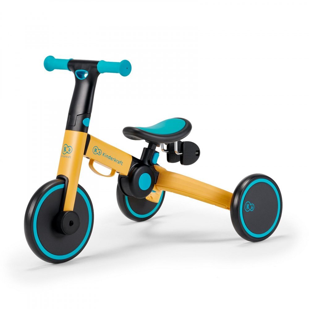 KINDERKRAFT Tricicleta pentru copii 4trike Yellow transformabila cu cadru de aluminiu pliabila roti din spuma Eva 3 functii greutate redusa doar 35 kg de la 12 luni