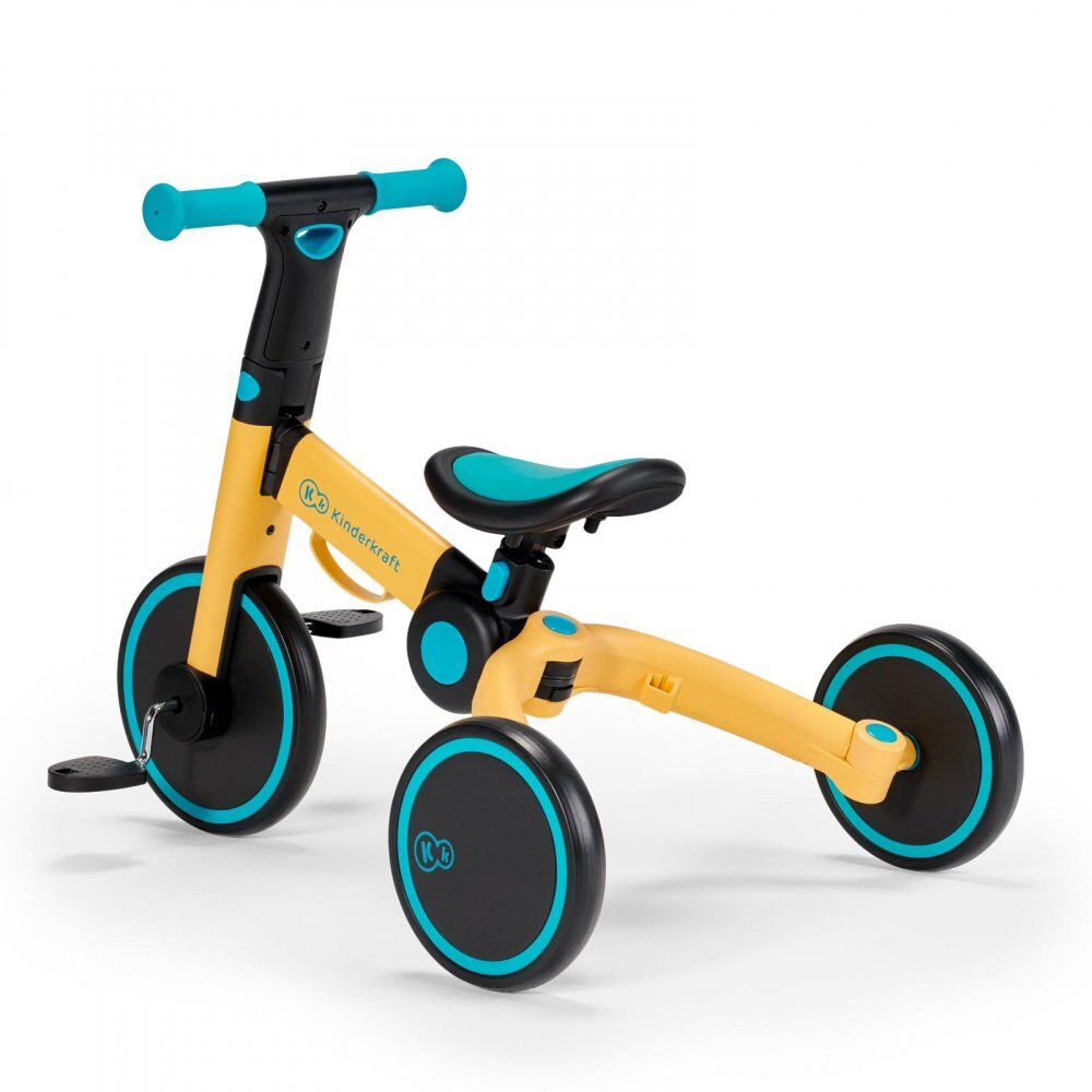 KINDERKRAFT Tricicleta pentru copii 4trike Yellow transformabila cu cadru de aluminiu pliabila roti din spuma Eva 3 functii greutate redusa doar 35 kg de la 12 luni