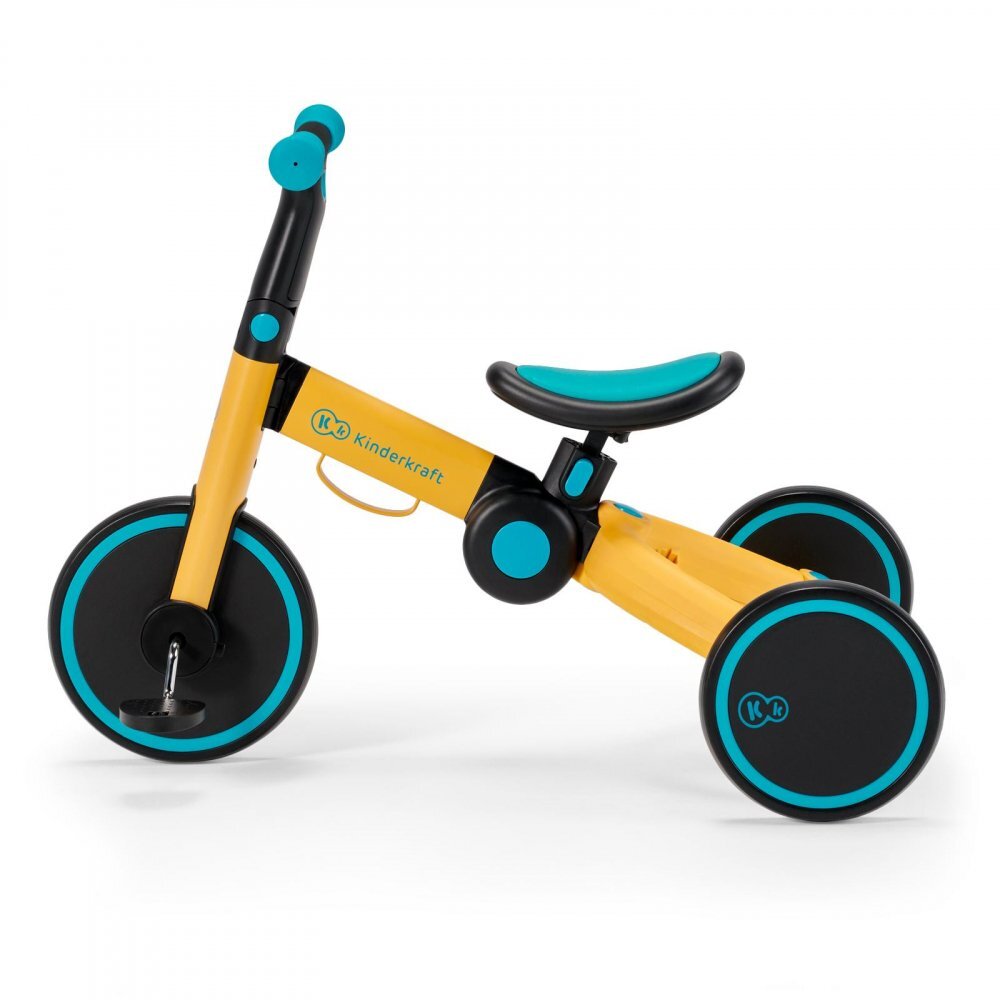 KINDERKRAFT Tricicleta pentru copii 4trike Yellow transformabila cu cadru de aluminiu pliabila roti din spuma Eva 3 functii greutate redusa doar 35 kg de la 12 luni
