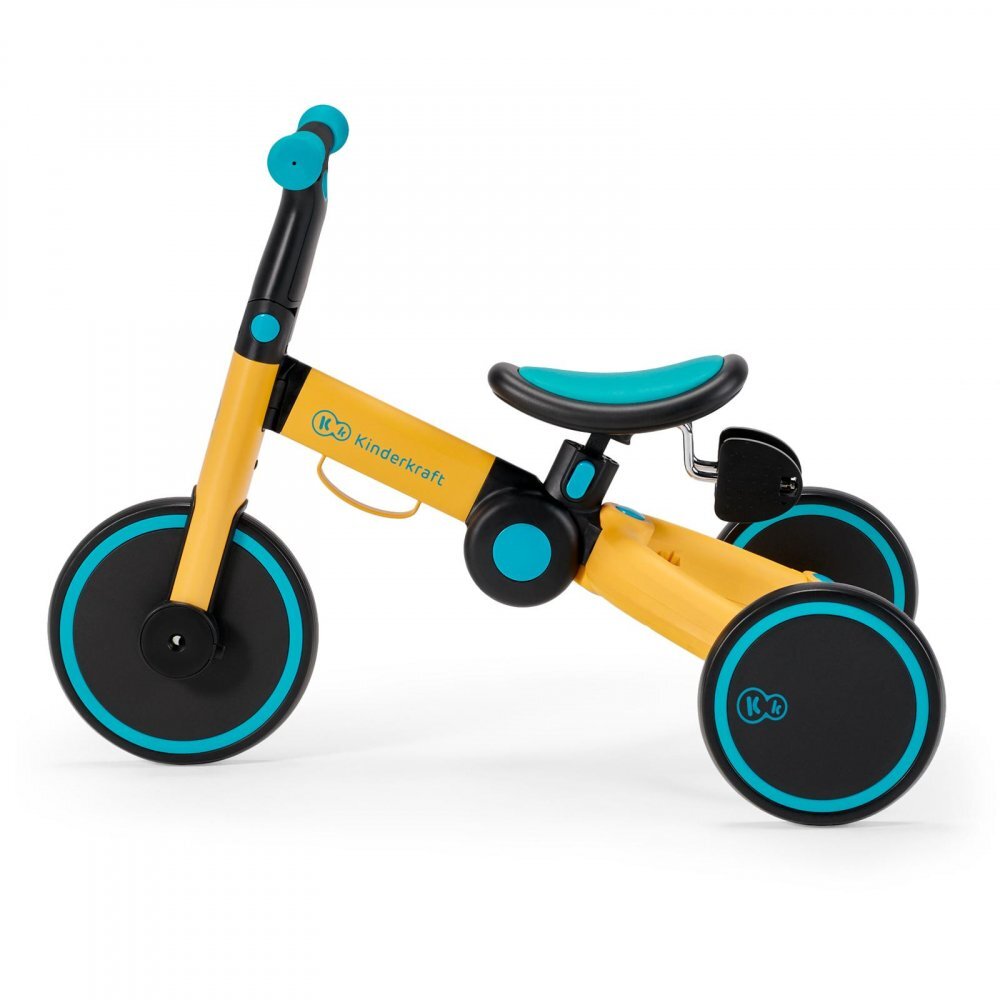 KINDERKRAFT Tricicleta pentru copii 4trike Yellow transformabila cu cadru de aluminiu pliabila roti din spuma Eva 3 functii greutate redusa doar 35 kg de la 12 luni