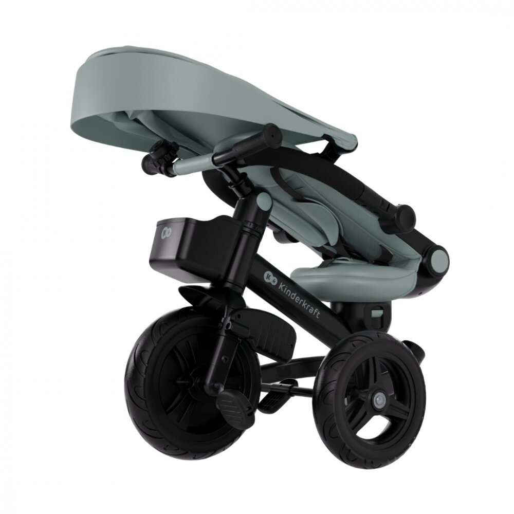 KINDERKRAFT Tricicleta pentru copii Aveo 2 Plus Green pliabila cu scaun reglabil si reversibil suport picioare controlul directiei