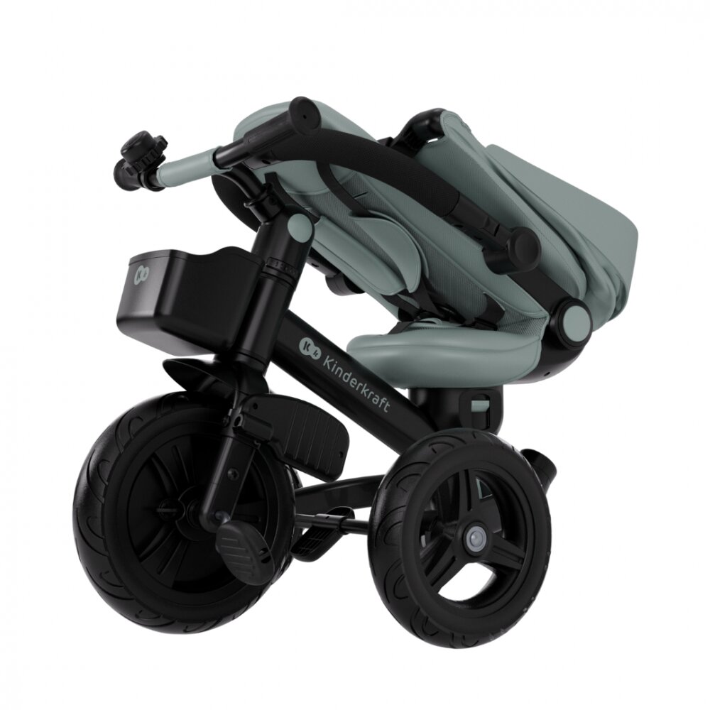 KINDERKRAFT Tricicleta pentru copii Aveo 2 Plus Green pliabila cu scaun reglabil si reversibil suport picioare controlul directiei
