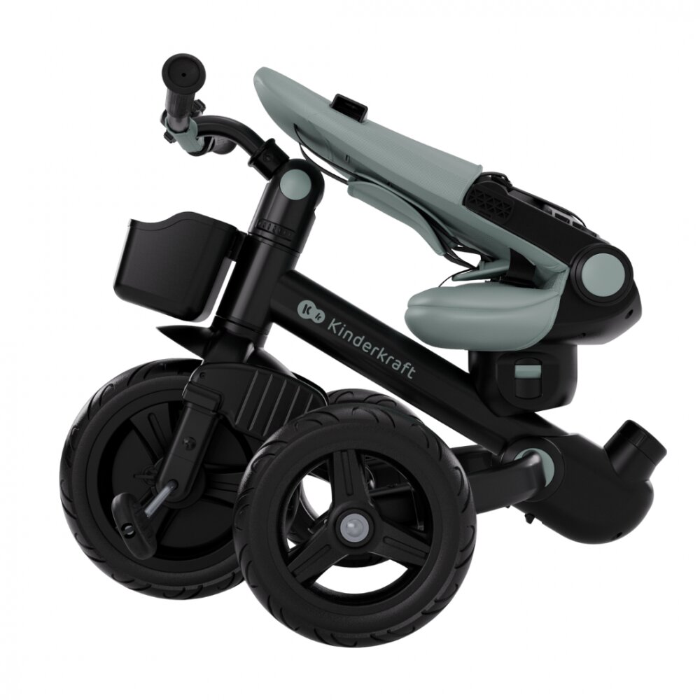 KINDERKRAFT Tricicleta pentru copii Aveo 2 Plus Green pliabila cu scaun reglabil si reversibil suport picioare controlul directiei