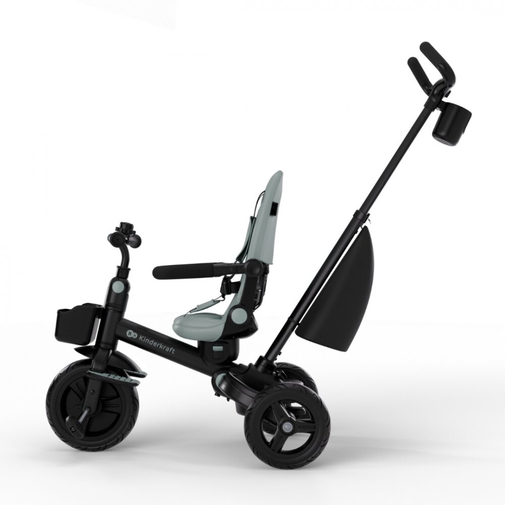 KINDERKRAFT Tricicleta pentru copii Aveo 2 Plus Grey pliabila cu scaun reglabil si reversibil suport picioare controlul directiei