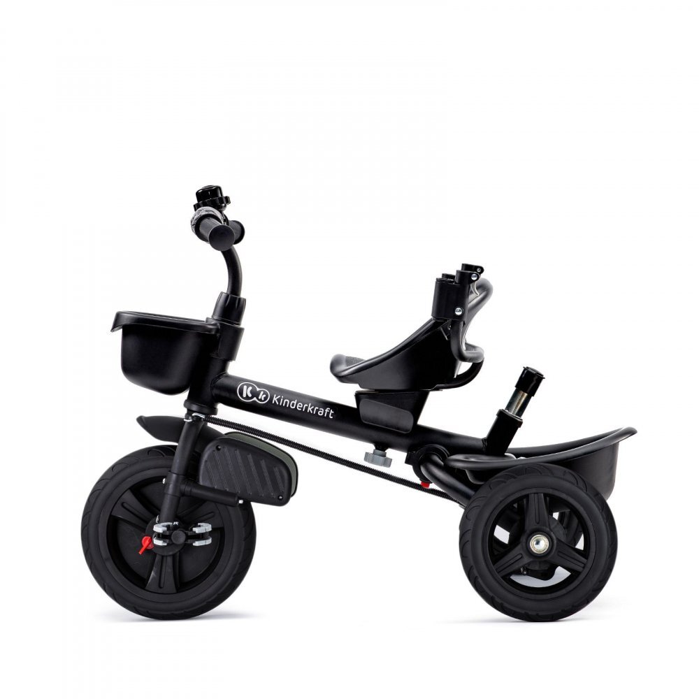 KINDERKRAFT Tricicleta pentru copii Aveo Light Grey de la 9 luni cu sezut rotativ suport pentru picioare maner cu control al directiei gentuta si cos pentru accesorii