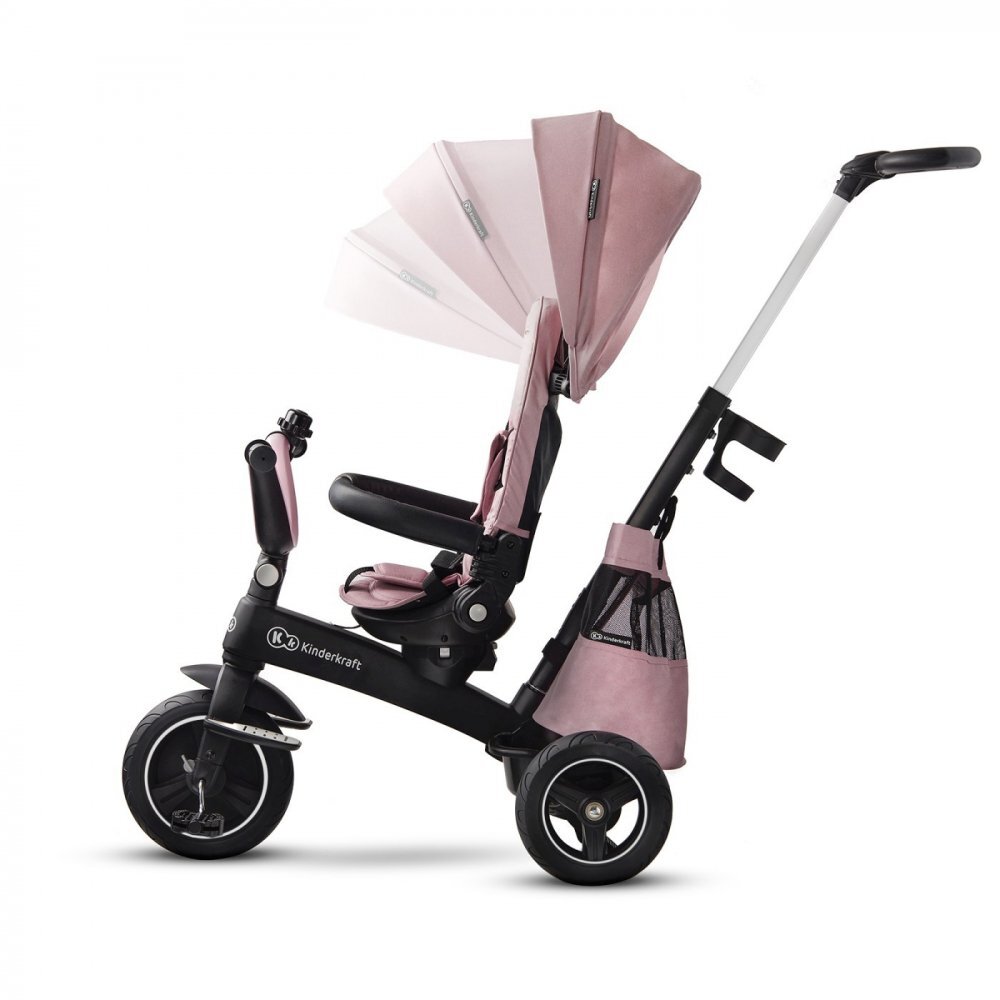 KINDERKRAFT Tricicleta pentru copii Easytwist Mauvelous Pink cu scaun reversibil pozitie de somn cauciucuri PU protectie UV de la varsta de 9 luni