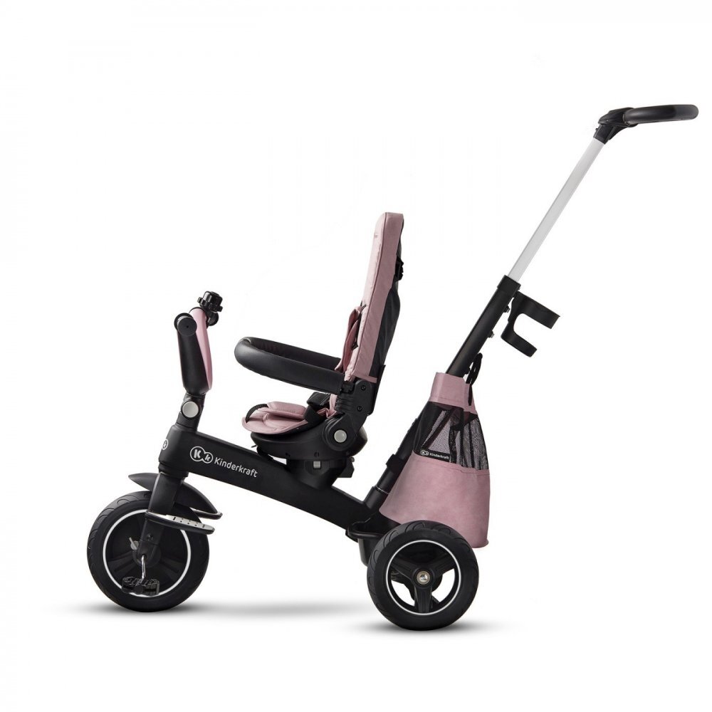 KINDERKRAFT Tricicleta pentru copii Easytwist Mauvelous Pink cu scaun reversibil pozitie de somn cauciucuri PU protectie UV de la varsta de 9 luni